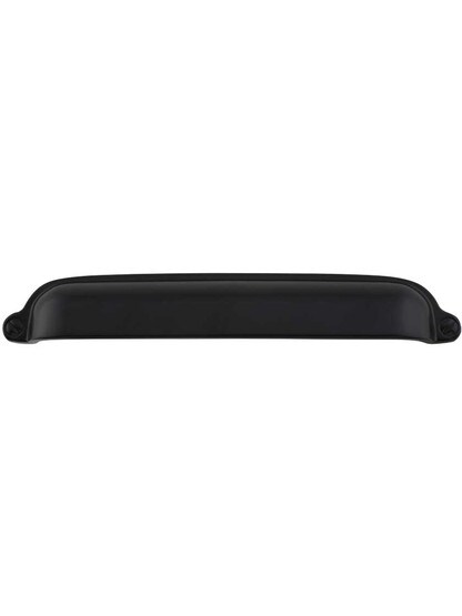 Classic Solid-Brass Cup Pull - 6 inch Center-to-Center in Flat Black.
